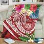 Polynesian Hawaii Premium Blanket - Summer Plumeria (Red) 2