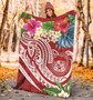 Polynesian Hawaii Premium Blanket - Summer Plumeria (Red) 4