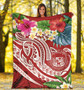 Polynesian Hawaii Premium Blanket - Summer Plumeria (Red) 5