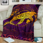 Polynesian Hawaii Premium Blanket - Whale Hawaii Map Purple Galaxy 2