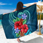 Tahiti Sarong - Blue Pattern With Tropical Flowers 1