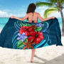 Pohnpei Sarong - Blue Pattern With Tropical Flowers 5