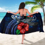 Northern Mariana Islands Polynesian Sarong - Blue Turtle Hibiscus 5