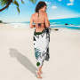 Nauru Sarong White - Turtle Plumeria Banana Leaf 3