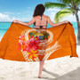 Nauru Polynesian Sarong - Orange Floral With Seal 5
