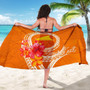 Tokelau Polynesian Custom Personalised Sarong - Orange Floral With Seal 5