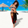 Tahiti Polynesian Sarong - Plumeria Flowers And Waves 2