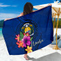 Nauru Polynesian Sarong - Floral With Seal Blue 1