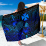 Wallis And Futuna Sarong - Turtle Hibiscus Pattern Blue 1