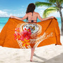 Niue Polynesian Custom Personalised Sarong - Orange Floral With Seal 5