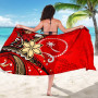 Chuuk Sarong - Tribal Flower With Special Turtles Red Color 5