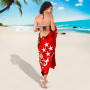 Kosrae Sarong - Tribal Flower With Special Turtles Red Color 3