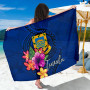 Tuvalu Polynesian Sarong - Floral With Seal Blue 1