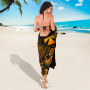 Wallis And Futuna Sarong - Turtle Hibiscus Pattern Gold 3