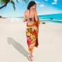 Tonga Polynesian Custom Personalised Sarong - Orange Floral With Seal 3