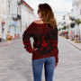 Austral Islands Polynesian Chief Women Off Shoulder Sweater - Red Version 3
