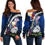 Philippines Custom Personalized Women Off Shoulder Sweater - Butterfly Sampaguita Flower 1