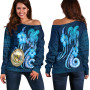 Hawaii Personalised Women Off Shoulder Sweater -Turtle and Tribal Tattoo Of Polynesian 3