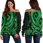Samoa Women Off Shoulder Sweater - Green Tentacle Turtle 1