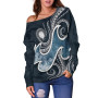 Northern Mariana Islands Polynesian Women Off Shoulder Sweater - Ocean Style 3