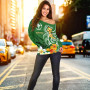 Hawaii Kanaka Maoli Personalised Women Off Shoulder Sweater - Hawaiian Spirit Green 1