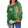 Hawaii Kanaka Maoli Personalised Women Off Shoulder Sweater - Hawaiian Spirit Green 3