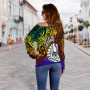 Tahiti Custom Personalised Women Off Shoulder Sweater - Rainbow Polynesian Pattern 4