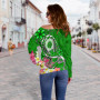 CNMI Women Off Shoulder Sweater - Turtle Plumeria (Green) 2