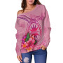 Nauru Polynesian Custom Personalised Women Off Shoulder Sweater - Floral With Seal Pink 3