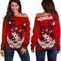 Tonga Polynesian Coconut Women Off Shoulder Sweater 1