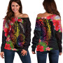 Marshall Islands Women Off Shoulder Sweater - Tropical Hippie Style 1