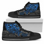 Tonga Polynesian High Top Shoes - Blue Turtle Flowing 1
