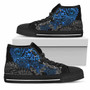 Tahiti Polynesian High Top Shoes - Blue Turtle Hibiscus Flowing 1