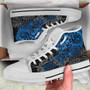 Tahiti Polynesian High Top Shoes - Blue Turtle Hibiscus Flowing 10