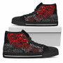 Tahiti Polynesian High Top Shoes - Red Turtle Hibiscus Flowing 1
