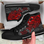 Tahiti Polynesian High Top Shoes - Red Turtle Hibiscus Flowing 5