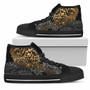 Tahiti Polynesian High Top Shoes - Gold Turtle Hibiscus Flowing 1