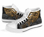 Tahiti Polynesian High Top Shoes - Gold Turtle Hibiscus Flowing 8