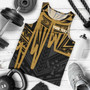 Kosrae Personalised Men Tank Top - Kosrae Seal In Heartbeat Patterns Style (Gold) 1