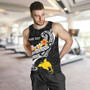 Papua New Guinea Custom Personalised Men Tank Top- PNG Seal Polynesian Patterns Plumeria (Black) 5