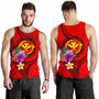 Hawaii Polynesian Men Tank Top - Floral With Seal Red 3