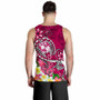 Tonga Custom Personalised Men Tank Top - Turtle Plumeria (Pink) 4