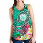 Hawaii Polynesian Women Racerback Tank - Hawaii Seal With Turtle Plumeria (Turquoise) 3