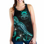 Tuvalu Polynesian Women Tank Top - Turtle With Blooming Hibiscus Turquoise 2