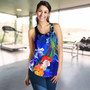 American Samoa Polynesian Women Racerback Tank - Humpback Whale with Tropical Flowers (Blue) 5