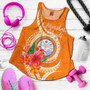 Marshall Islands Polynesian Women Racerback Tank - Orange Floral With Seal 3