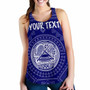 American Samoa Personalised Women Racerback Tank - Seal In Polynesian Tattoo Style (Blue) 3