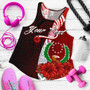 Pohnpei Micronesia Custom Personalised Women Racerback Tank - Coat Of Arm With Hibiscus 5