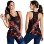 Guam Polynesian Women Tank Top - Turtle With Blooming Hibiscus Red 4