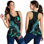 Yap Polynesian Women Tank Top - Turtle With Blooming Hibiscus Turquoise 4